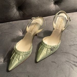 Sage Green Satin Sling Backs